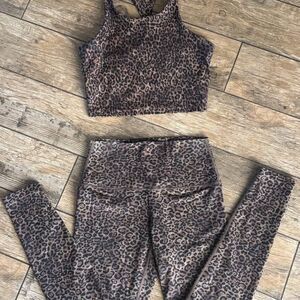 Cheetah Animal Print Kira Grace Leggings Sports Bra Workout Set Small S